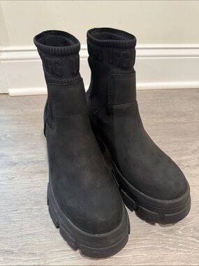 UGG Black Lace-Up Chunky Platform Ankle Boots